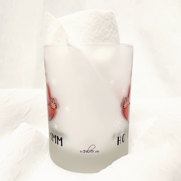 Culver Christmas Ho Ho Ommmm Santa Frosted Double Old Fashioned Glass 13.5 oz - Picture 2 of 5